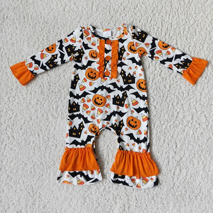 Pumpkin Halloween Romper with bow
