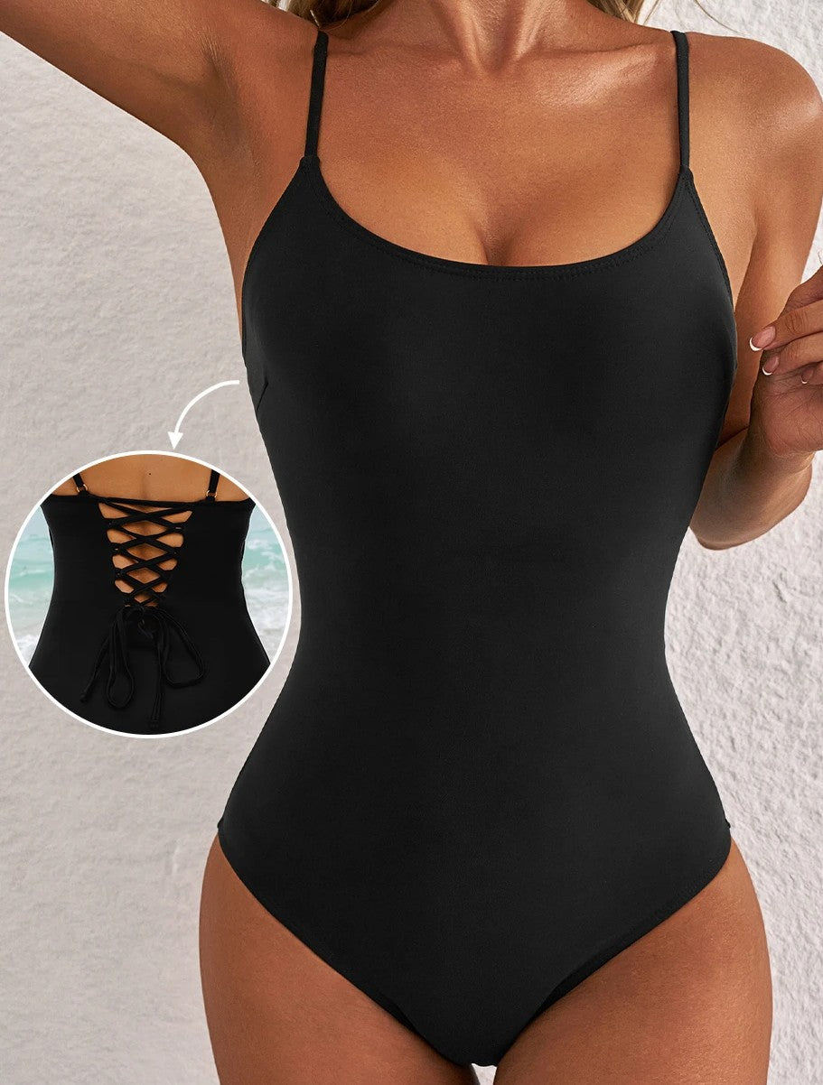 Open Back One Pc Swimsuit