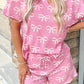 Pink Bow Shorts Set