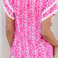 Pink Floral Flutter Sleeve Blouse