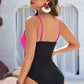 Womens Hot Pink/Black One pc Swimsuit
