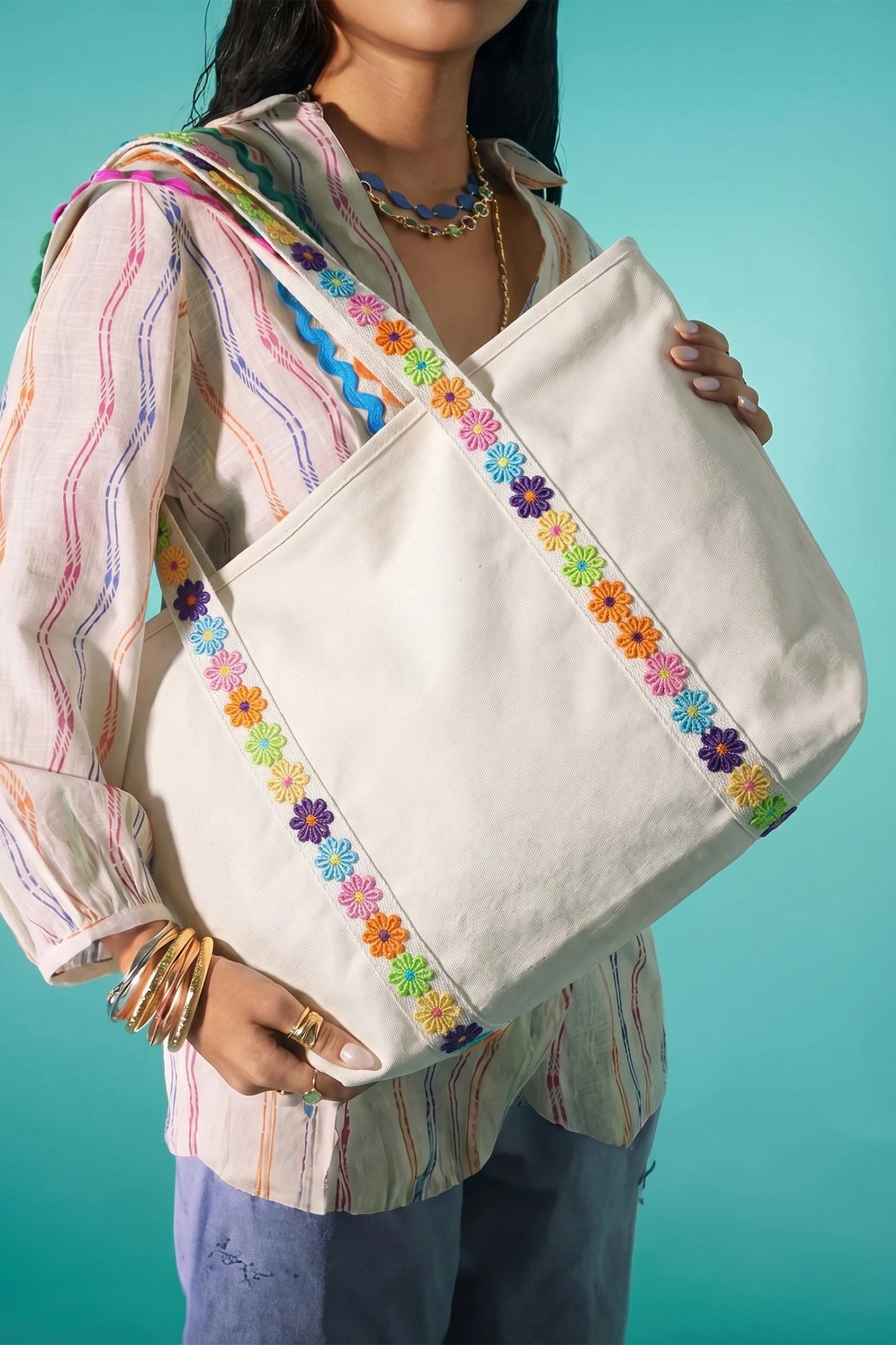 Floral Strap Tote Bag