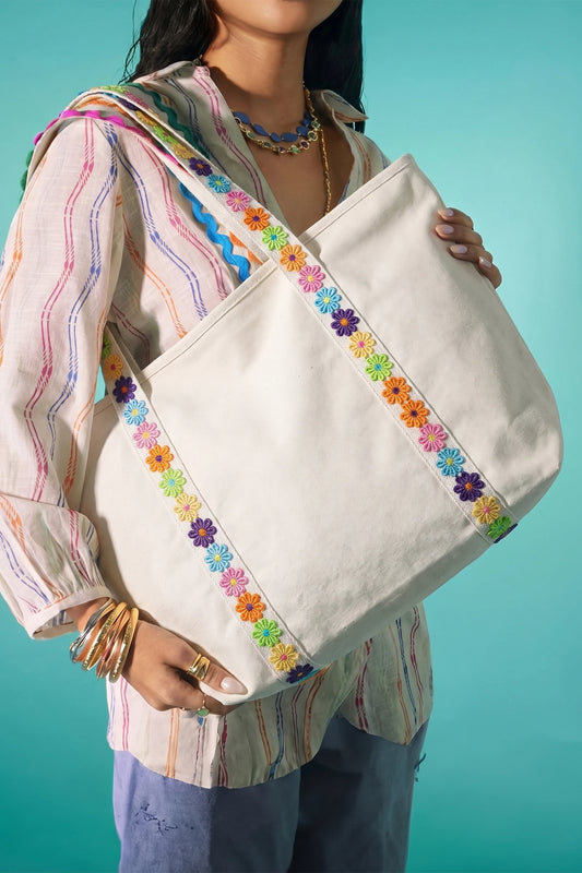 Floral Strap Tote Bag