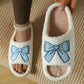 Embroidered Bow House Shoes