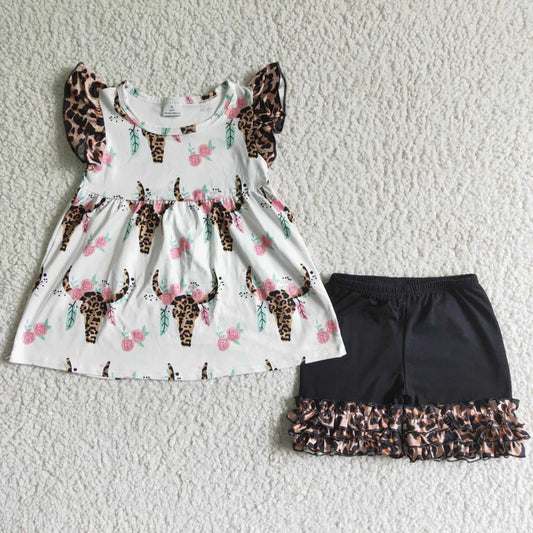Flower Bull Skull Set