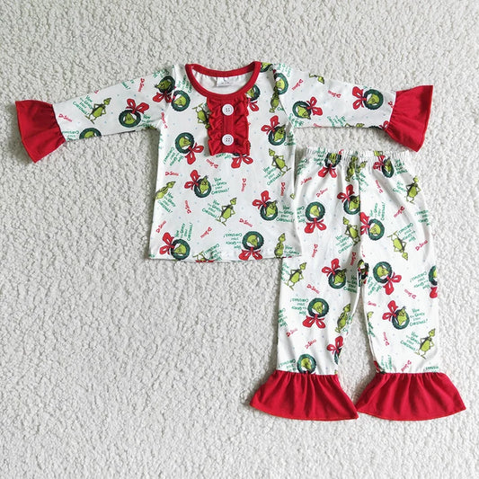 Christmas Grinch Ruffle Pajamas