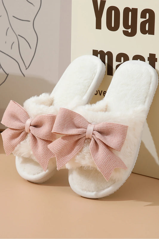 Blush Bow Open Toe House Shoe
