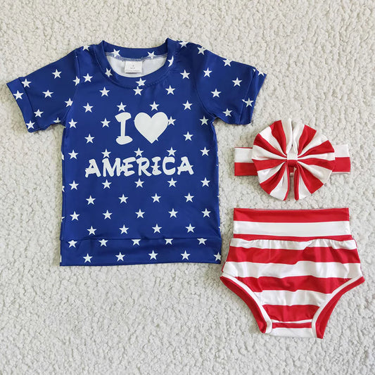 Patriotic Infant Bummie Set with headband