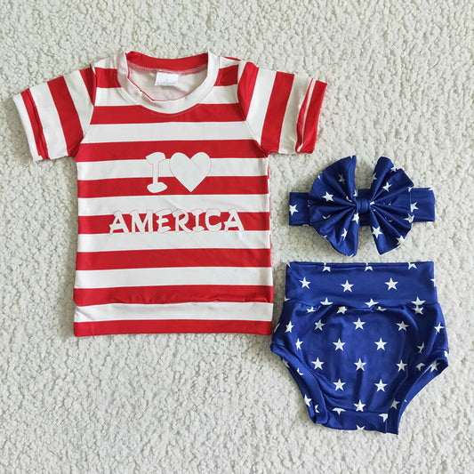 Patriotic Infant Bummie set with Headband