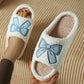 Embroidered Bow House Shoes