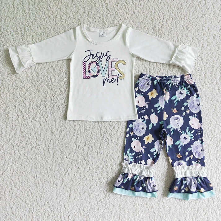 Jesus Loves Me Boutique set with bow