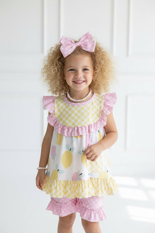 Strawberry Lemon Set with Bow! (Add Monogram Option)