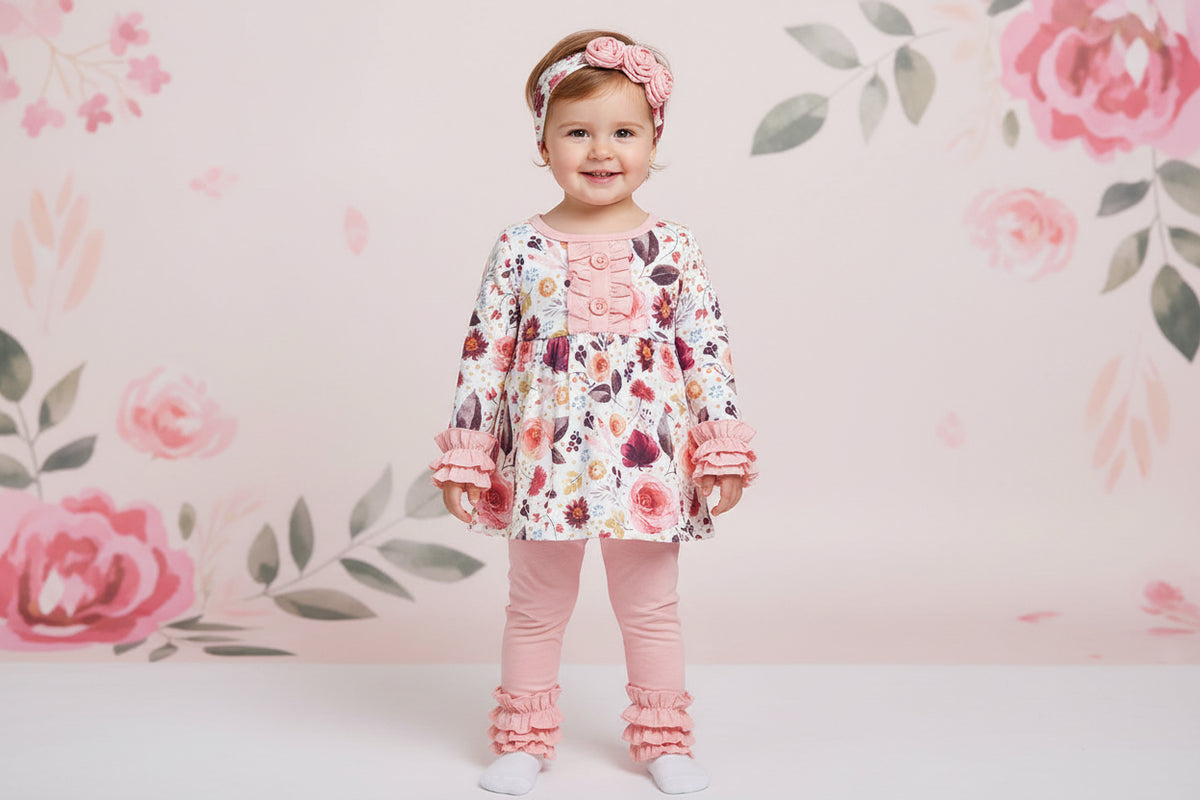 Floral Icing Pants 2pc Set and bow