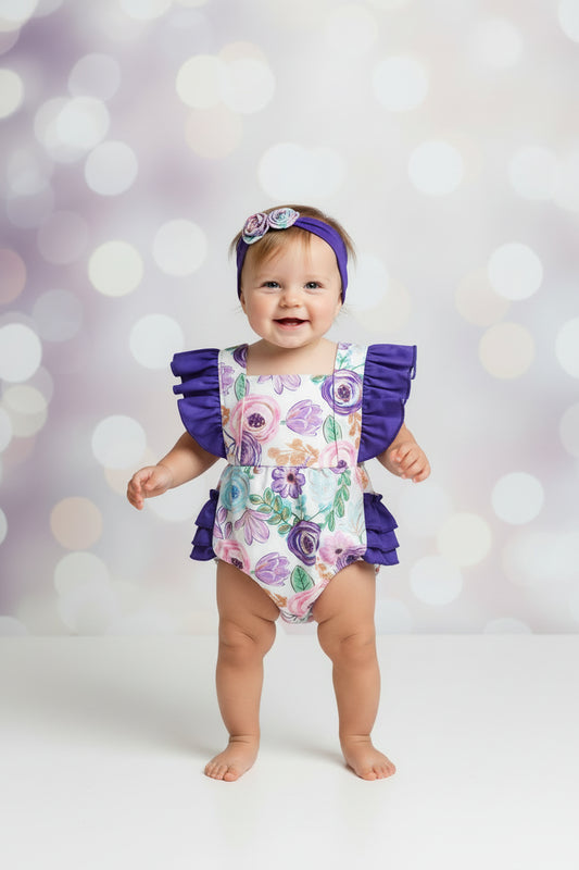 Purple Floral Romper