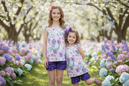 Girls Purple Floral 2pc set