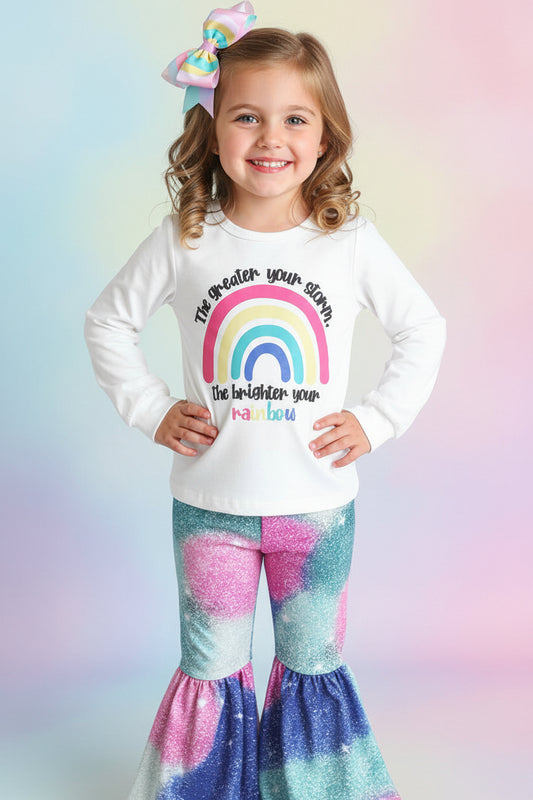 "The Greater Your Storm The Brighter Your Rainbow" girls 2pc Set