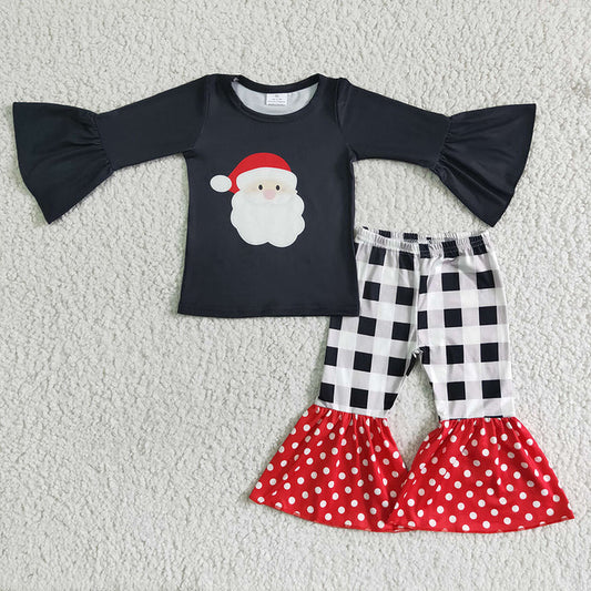 Plaid Santa Bell Set